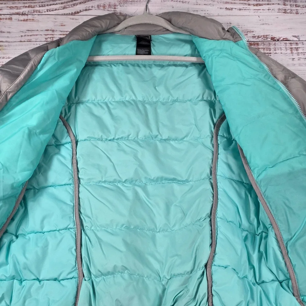 The North Face Silver Gray Down Jacket Girls XL 18 Excellent Aconcagua Puffer